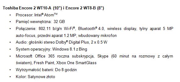 Tablety Toshiba Encore 2 WT10-A i Encore 2 WT8-B