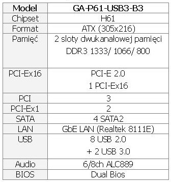 Płyta główna GIGABYTE GA-P61-USB3-B3
