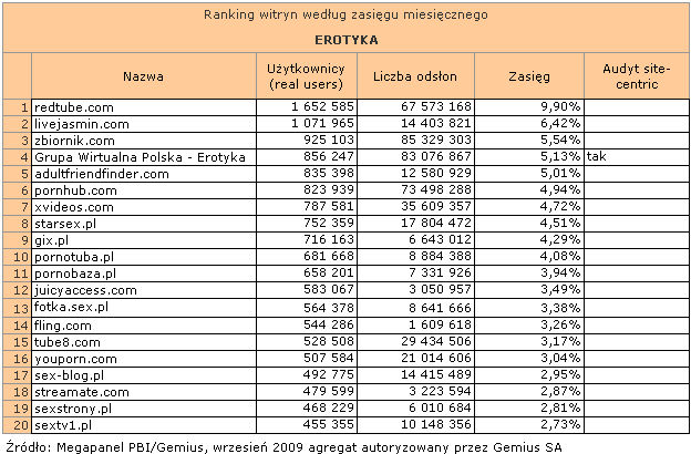 Megapanel: serwisy tematyczne IX 2009