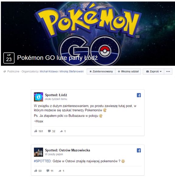 Pokemon GO w social media