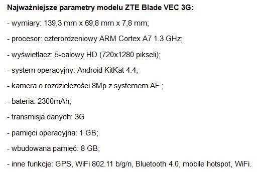 Smartfony ZTE Blade VEC 3G i Blade VEC 4G 