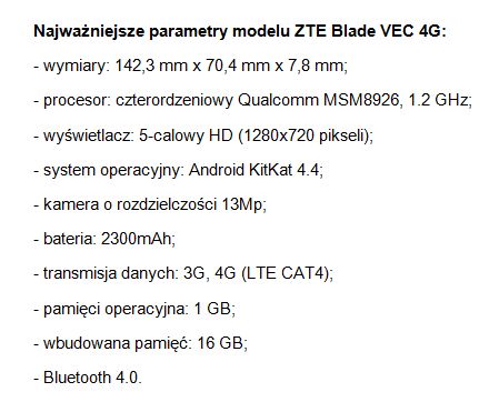 Smartfon ZTE Blade VEC 4G 