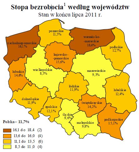 Bezrobocie w Polsce VII 2011
