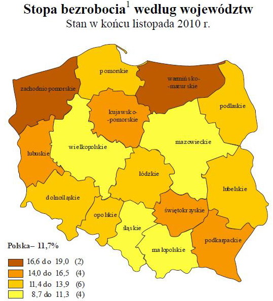 Bezrobocie w Polsce XI 2010