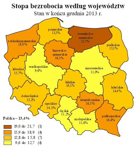 Bezrobocie w Polsce XII 2013