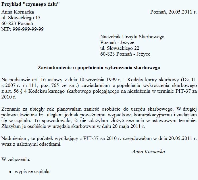 Zeznanie roczne po terminie czynny żal eGospodarka.pl