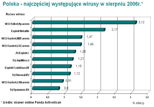 Najpopularniejsze wirusy VIII 2006