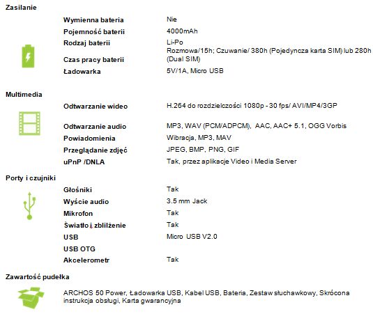 Smartfon ARCHOS 50 Power 