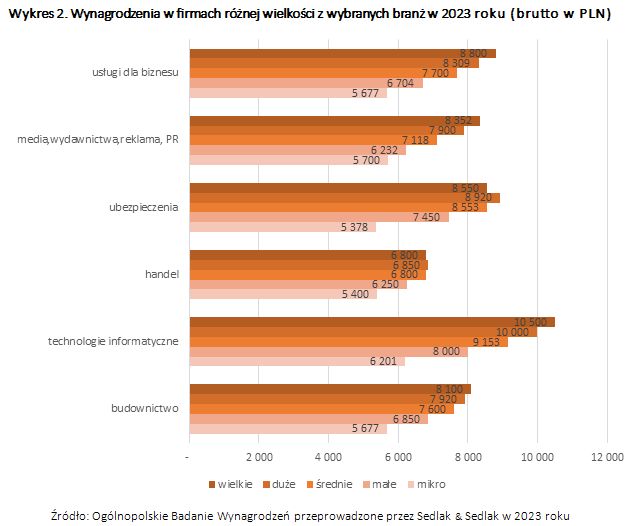 Wynagrodzenia w firmach o różnej wielkości w 2023 roku