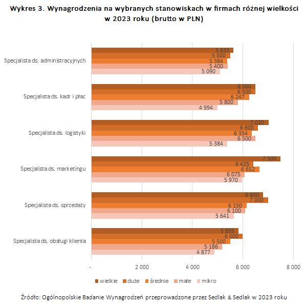 Wynagrodzenia w firmach o różnej wielkości w 2023 roku