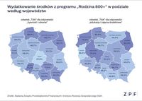 Wydatkowanie środków z programu Rodzina 800+ w podziale na województwa