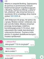 Wiadomość wykorzystująca markę Booking