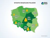 Wydatki świąteczne Polaków według regionów