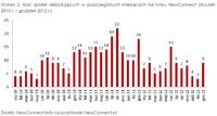 Ilość spółek debiutujących w poszczególnych miesiącach na rynku NewConnect 