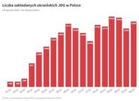 Liczba zakładanych ukraińskich JDG w Polsce