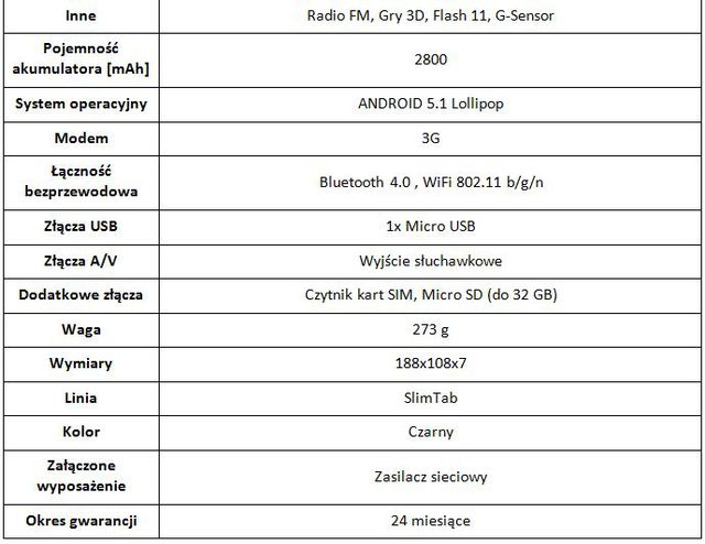 KIANO SlimTab 7 3GR z układem Intel Atom x3 
