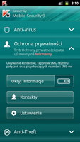 Kaspersky Mobile Security 9 - okno android