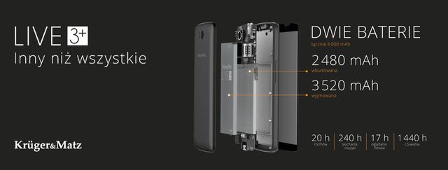 Smartfon Kruger&Matz LIVE 3+ z dwoma bateriami