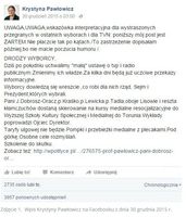 Profil Krystyny Pawłowicz na Facebooku