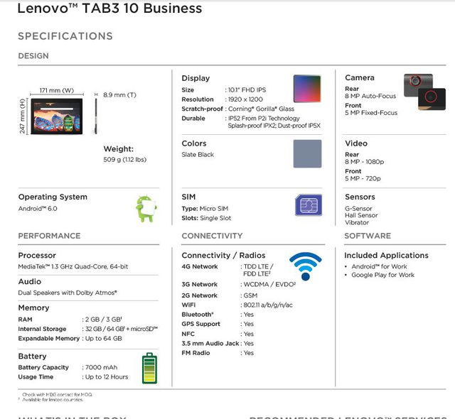 Tablet Lenovo TAB3 10 Business, TAB3 7 i TAB3 8