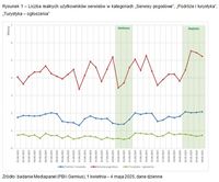 Liczba użytkowników w kategoriach: Serwisy pogodowe, Podróże i turystyka, Turystyka-ogłoszenia