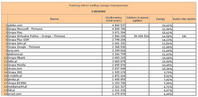 Megapanel: serwisy tematyczne II 2013