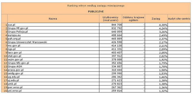 Megapanel: serwisy tematyczne II 2013