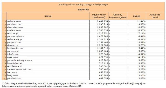 Megapanel: serwisy tematyczne II 2014