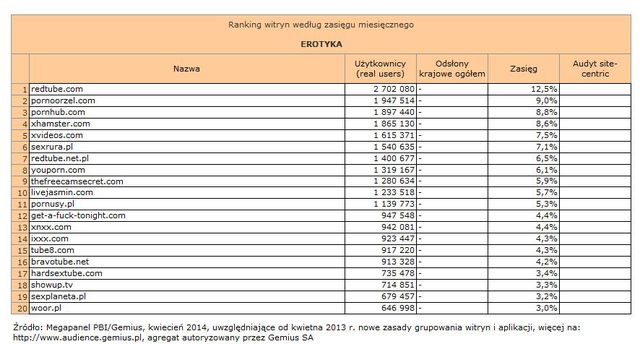 Megapanel: serwisy tematyczne IV 2014