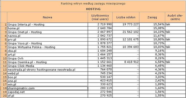 Megapanel: serwisy tematyczne V 2010