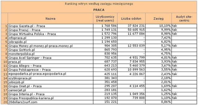 Megapanel: serwisy tematyczne V 2010