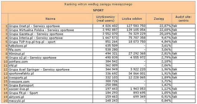 Megapanel: serwisy tematyczne VI 2010