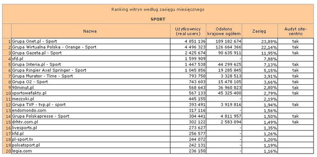 Megapanel: serwisy tematyczne VI 2013