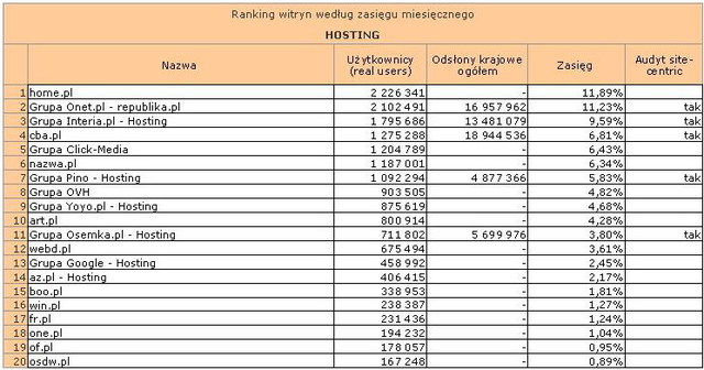 Megapanel: serwisy tematyczne VIII 2011