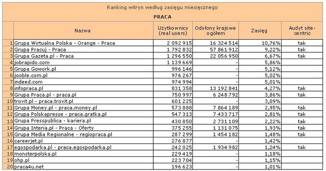 Megapanel: serwisy tematyczne VIII 2012