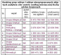Ranking grup witryn i witryn niezgrupowanych w całości lub częściowo objętych audytem site-centric w