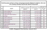 Ranking grup witryn i witryn niezgrupowanych wg miesięcznej liczby odsłon, I 2013