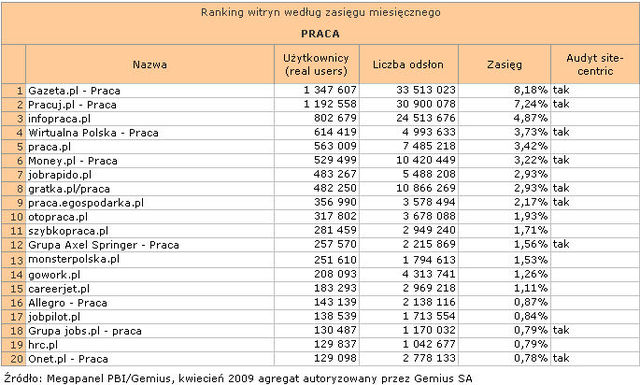 Megapanel: serwisy tematyczne IV 2009