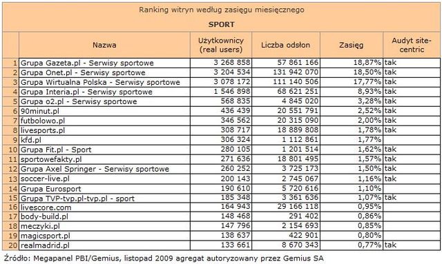 Megapanel: serwisy tematyczne XI 2009