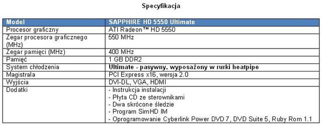 Karta SAPPHIRE HD 5550 Ultimate