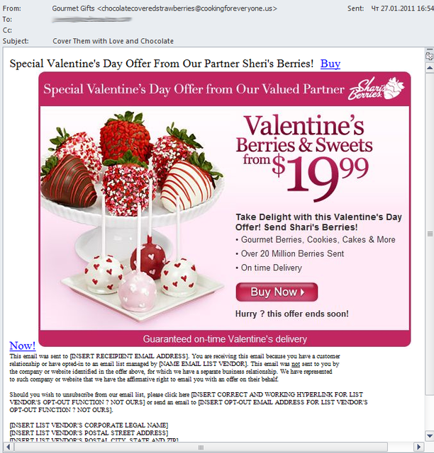 Walentynki 2011: uwaga na spam