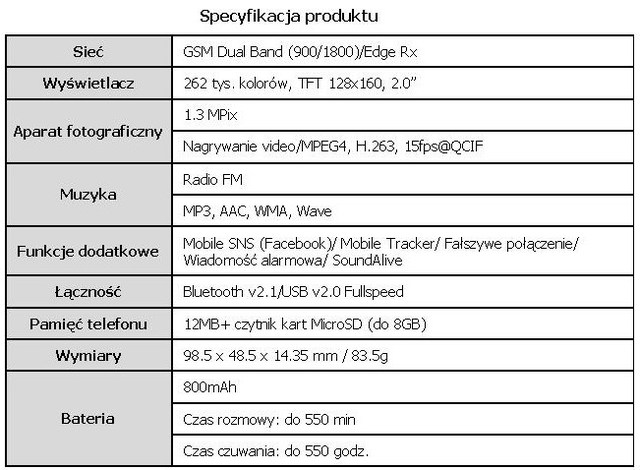 Telefon multimedialny Samsung E2550