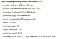 Specyfikacja ZTE Blade VEC 3G