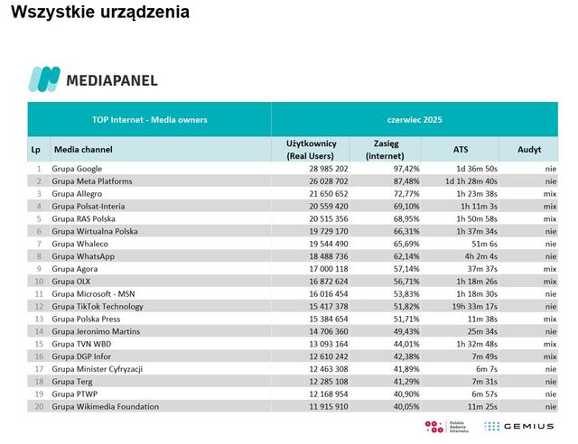 Badania internetu Gemius/PBI VI 2025