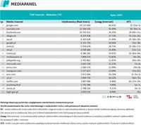 Top20 domen, z których korzysta najwięcej internautów - komputery osobiste i laptopy