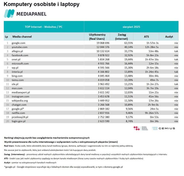 Badania internetu Gemius/PBI VIII 2025