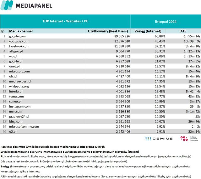 Badania internetu Gemius/PBI XI 2024
