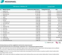 Top20 domen, z których korzysta najwięcej internautów - komputery osobiste i laptopy