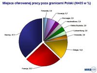 Miejsca oferowanej pracy poza granicami Polski (N=35 w %)