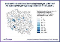 Liczba mieszkań komunalnych i społecznych na budowę których wydano pozwolenia w I kw.2025